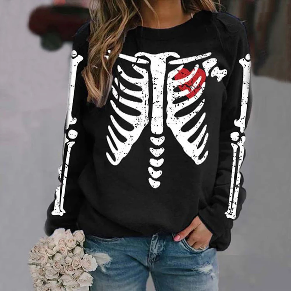Halovīni Kostīmi Skelets Sirds Krekli 3D Drukas Sieviešu Lielgabarīta Hoodies Streetwear Puloveri Y2k pelēkā vārna Sieviete Apģērbi . ' - ' . 0