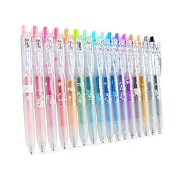 Glitter Gel Tintes Pildspalvu 16 Asorti Krāsu Bagāžnieka Gēla Pildspalvu Komplekts 0.7 mm Fine Tip Krāsas Journaling Pildspalva Krāsošana Zīmējumu