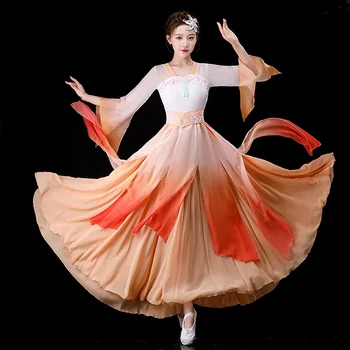 Klasiskā deju kostīms Sieviešu Hanfu Ķīniešu stilā tautas Yangko deju ventilators deju kopa mūsdienu skatuves kostīmu