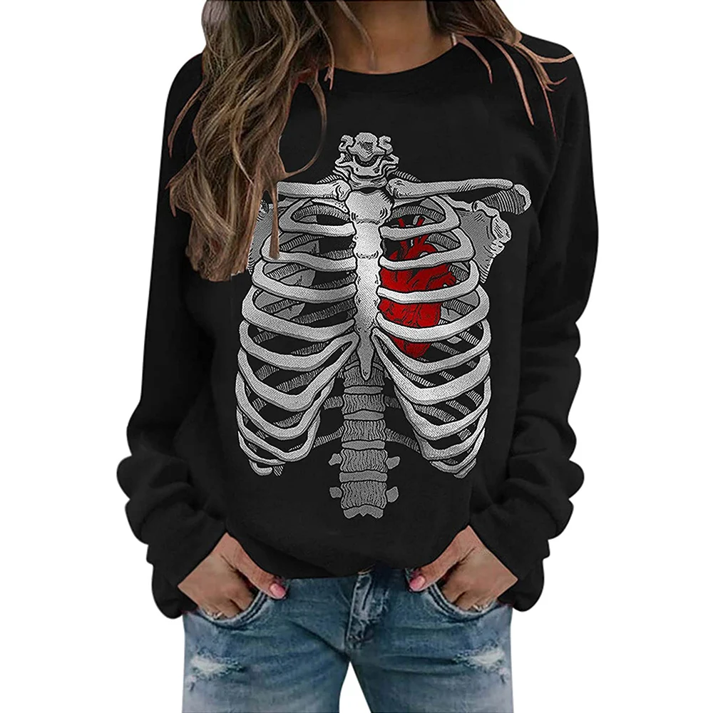 Halovīni Kostīmi Skelets Sirds Krekli 3D Drukas Sieviešu Lielgabarīta Hoodies Streetwear Puloveri Y2k pelēkā vārna Sieviete Apģērbi . ' - ' . 1