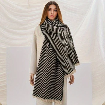 Modes Ziemā Silts Pleds Drukāt Ceļojumu Hijab Šalle Sievietēm Bieza Kašmira Segu, Lakatu, Wraps 2023 Zīmola Pashmina Pončo Bufada