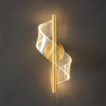 Akrila LED Sienas Lampa Mūsdienu Spirālveida Gaismas Dekori Guļamistabai Gultas Studiju Dzīvojamās Istabas TV Fonu Mājas Apdare Apgaismojums