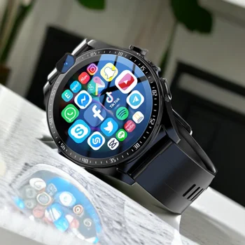 Ajeger 2024. gadam Jaunas 4 GB+128GB 4G LTE Smart Skatīties Vīrieši Android 9 GPS Wifi Smartwatch Tālrunis 1.43